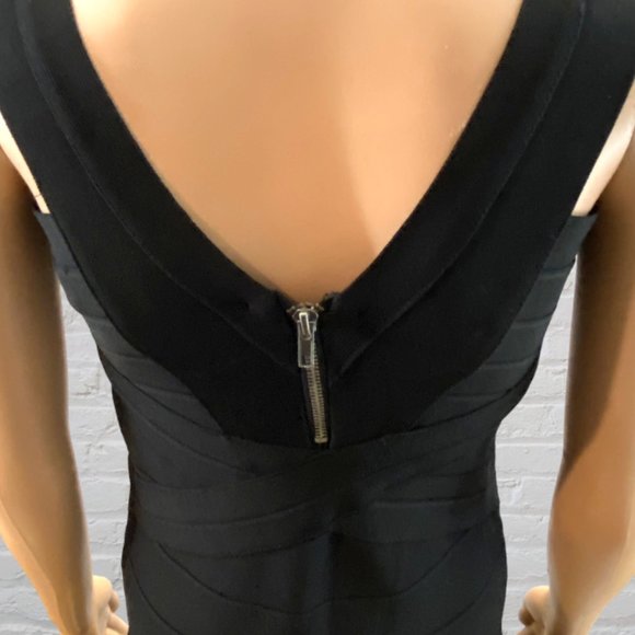 VENUS -- Bandage Dress, Black, Shoulder Straps, Zip Back, Knee Length, Stretchy - Picture 8 of 16